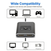 HDMI Switch 4K HDMI Splitter; 2 Input 1 Output Or 1 In 2 Out; Supports 4K 60Hz 3D HD 1080P For PC Monitor; Projector; Blu-Ray Player; TV Stick; Switch; Xbox; PS5; HDTV Laptop - Image 2