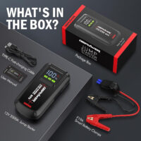 DBPOWER Jump Starter 2000A Peak Portable Car Jump Starter for Up to 8.0L Gas and 6.5L Diesel Engines, 12V Lithium Battery Booster Pack with 2.5" LCD Display, Smart Jumper Cables and LED Light - Image 6