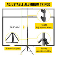VEVOR Tripod Projector Screen with Stand 60 inch 16:9 4K HD Projection Screen Stand Wrinkle-Free Height Adjustable Portable Screen for Projector Indoor & Outdoor for Movie, Home Cinema, Gaming, Office - Image 4