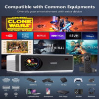 FUDONI Projector with WiFi and Bluetooth, Outdoor Portable 4K Support Projector HD 1080P Max 300" Display Zoom, Movie Video Home Theater Projector(banned by Amazon) - Image 5