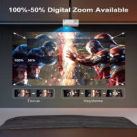 FUDONI Projector with WiFi and Bluetooth, Outdoor Portable 4K Support Projector HD 1080P Max 300" Display Zoom, Movie Video Home Theater Projector(banned by Amazon) - Image 8