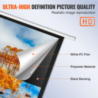 VEVOR Manual Projector Screen, 100 inch 16:9 4K 1080 HD Retractable Pull Down Projector Screen, Auto-Locking Portable Movie Screen for Family Home Office Theater - Image 3