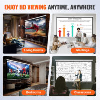VEVOR Manual Projector Screen, 100 inch 16:9 4K 1080 HD Retractable Pull Down Projector Screen, Auto-Locking Portable Movie Screen for Family Home Office Theater - Image 6