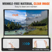 VEVOR Projector Screen with Stand, 120 inch 16:9 4K 1080 HD Outdoor Movie Screen with Stand, Wrinkle-Free Projection Screen with Bar Feet and Carry Bag, for Home Theater Cinema Backyard Movie Night - Image 3