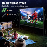 VEVOR Projector Screen with Stand, 120 inch 16:9 4K 1080 HD Outdoor Movie Screen with Stand, Wrinkle-Free Projection Screen with Bar Feet and Carry Bag, for Home Theater Cinema Backyard Movie Night - Image 4