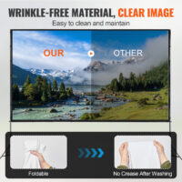 VEVOR Projector Screen with Stand, 150 inch 16:9 4K 1080 HD Outdoor Movie Screen with Stand, Wrinkle-Free Projection Screen with Tripods and Carry Bag, for Home Theater Cinema Backyard Movie Night - Image 3