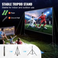 VEVOR Projector Screen with Stand, 150 inch 16:9 4K 1080 HD Outdoor Movie Screen with Stand, Wrinkle-Free Projection Screen with Tripods and Carry Bag, for Home Theater Cinema Backyard Movie Night - Image 4
