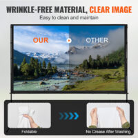 VEVOR Projector Screen with Stand, 100 inch 16:9 4K 1080 HD Outdoor Movie Screen with Stand, Wrinkle-Free Projection Screen with Bar Feet and Carry Bag, for Home Theater Cinema Backyard Movie Night - Image 3