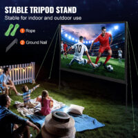 VEVOR Projector Screen with Stand, 100 inch 16:9 4K 1080 HD Outdoor Movie Screen with Stand, Wrinkle-Free Projection Screen with Bar Feet and Carry Bag, for Home Theater Cinema Backyard Movie Night - Image 4