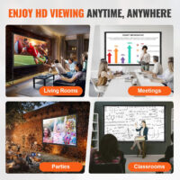 VEVOR Projector Screen with Stand, 100 inch 16:9 4K 1080 HD Outdoor Movie Screen with Stand, Wrinkle-Free Projection Screen with Bar Feet and Carry Bag, for Home Theater Cinema Backyard Movie Night - Image 6