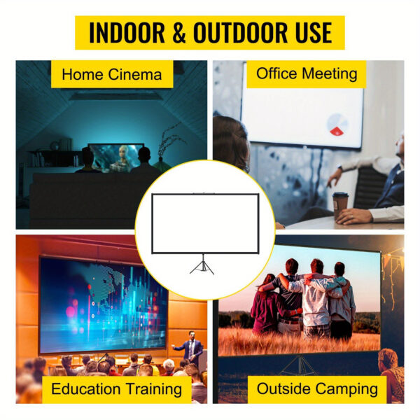 Portable 80/100 Inch 16:9 4K HD Projector Screen with Stand, Foldable Wrinkle-Free Indoor Outdoor Movie Screen, 160° Front Rear Projection Screen with Carry Bag for Home Movie