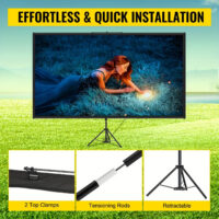 80/100 Inch Portable Projector Screen 16:9 HD 4K Home Theater Outdoor Projection Screen with Adjustable Stand Wrinkle-Free for Movies Gaming Office Use - Image 13