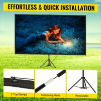 80/100 Inch Portable Projector Screen 16:9 HD 4K Home Theater Outdoor Projection Screen with Adjustable Stand Wrinkle-Free for Movies Gaming Office Use - Image 2