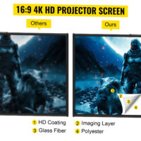 80/100 Inch Portable Projector Screen 16:9 HD 4K Home Theater Outdoor Projection Screen with Adjustable Stand Wrinkle-Free for Movies Gaming Office Use - Image 3