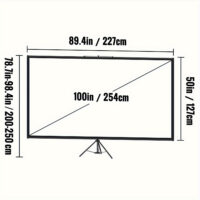 80/100 Inch Portable Projector Screen 16:9 HD 4K Home Theater Outdoor Projection Screen with Adjustable Stand Wrinkle-Free for Movies Gaming Office Use - Image 6
