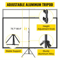 80/100-Inch 16:9 4K HD Tripod Projector Screen with Stand - Wrinkle-Free, Height-Adjustable, Portable for Indoor/ Outdoor Movie Nights, Home Cinema, Gaming & Office Use, - Image 3