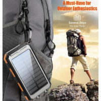 Solar charger, 8000mAh portable solar power for all mobile phones, waterproof battery pack, outdoor external backup power charger dual USB 5V output /LED flashlight, perfect for camping trips - Image 2