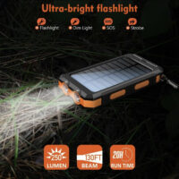 Solar charger, 8000mAh portable solar power for all mobile phones, waterproof battery pack, outdoor external backup power charger dual USB 5V output /LED flashlight, perfect for camping trips - Image 3