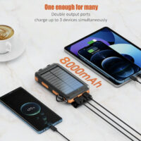 Solar charger, 8000mAh portable solar power for all mobile phones, waterproof battery pack, outdoor external backup power charger dual USB 5V output /LED flashlight, perfect for camping trips - Image 5