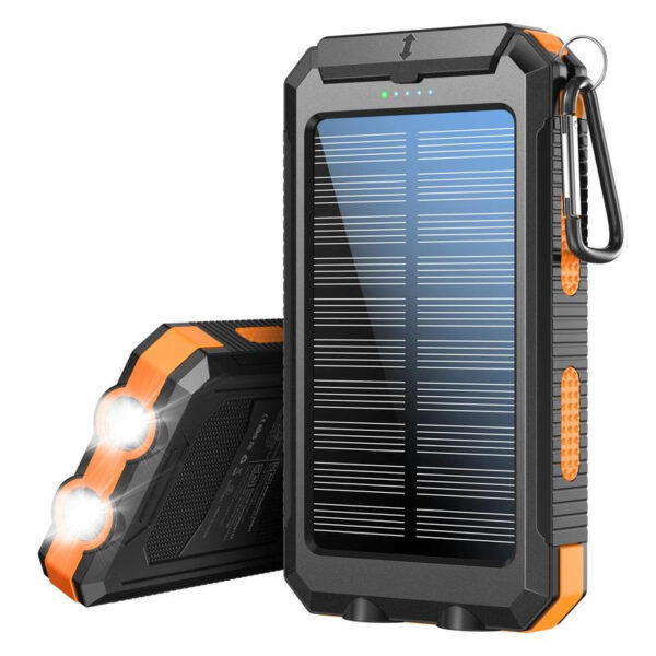 Solar charger, 8000mAh portable solar power for all mobile phones, waterproof battery pack, outdoor external backup power charger dual USB 5V output /LED flashlight, perfect for camping trips