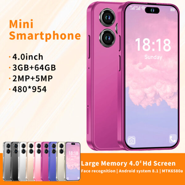 Student Phone 3+64GB Full HD Mini Cell Phone Small Smartphone 4.0" HD Touch Screen Android Phone With Fun Educational Learning Games Painting Cartoon APP 8 Colours Available Portable Smartphone