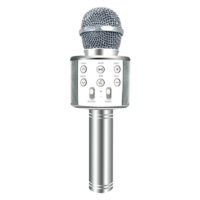 Color: Sliver - Wireless Microphone Portable Bluetooth Mini Home Ktv For Music Playing Singing Speaker Player - Image 2