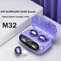 M32 Wireless Bluetooth Headset Dual Ear Digital Display Large Touch Noise Reduction Low Delay TWS Bluetooth Headset - Image 2