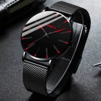 2022 Minimalist Men's Fashion Ultra Thin Watches Simple Men Business Stainless Steel Mesh Belt Quartz Watch relogio masculino - Image 2