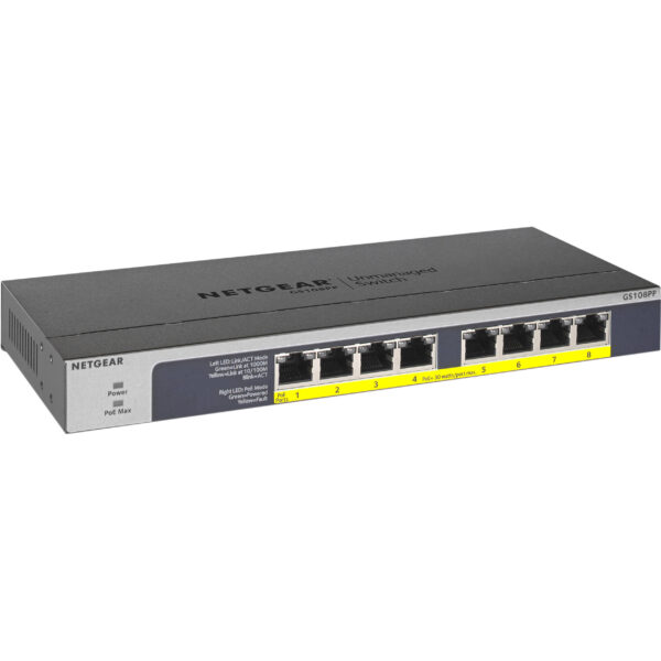 8-Port PoE/PoEplus Gb Ethernet UnMngd