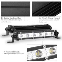 7" LED Light Bar Single Row Offroad Spot Lights 18W Ultra Slim Straight Work Light for Trailer Truck Bus Boat - Image 3