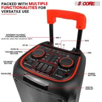 5 Core 8 Inch Bluetooth DJ Speaker 3 Way Boom Box Party Speakers Karaoke Machine Portable PA Bocina for Singing with 2 Wireless Microphone + Light PLB 8X2 2MIC - Image 3