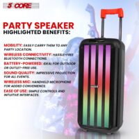 5 Core 8 Inch Bluetooth DJ Speaker 3 Way Boom Box Party Speakers Karaoke Machine Portable PA Bocina for Singing with 2 Wireless Microphone + Light PLB 8X2 2MIC - Image 8