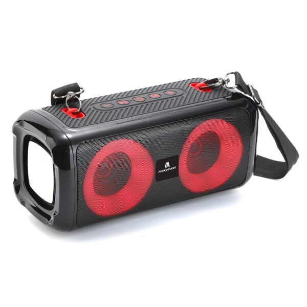 Maxpower Water Resistant Portable Bluetooth Speaker with Dancing LED Lights FM Radio (Black)